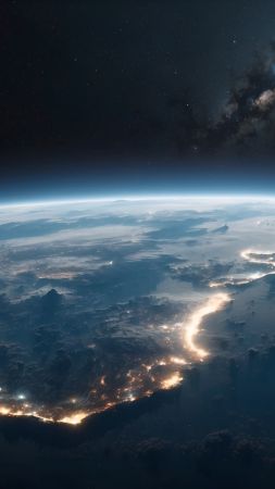 space wallpaper, planet Earth, universe, background for mobile wallpaper (vertical)