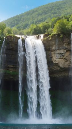 forest wallpaper, lush greenery, serene landscape, background for mobile wallpaper (vertical)