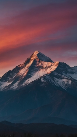 mountains wallpaper, misty skies, alpine, background for mobile wallpaper (vertical)