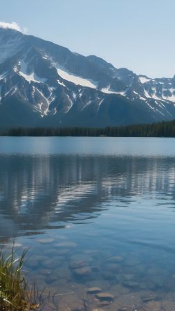 mountains wallpaper, lush forest, towering peaks, background for mobile wallpaper (vertical)