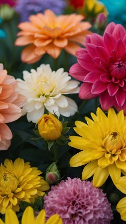 flowers wallpaper, blossoms, garden, background for mobile wallpaper (vertical)