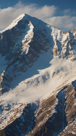 mountains wallpaper, icy slopes, frosty terrain, background for mobile wallpaper (vertical)