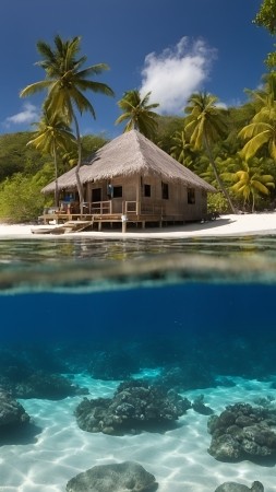 sea wallpaper, coastal home, sandy shore, background for mobile wallpaper (vertical)