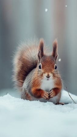 squirrel wallpaper, winter, nature, background for mobile wallpaper (vertical)