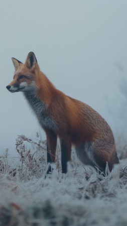 fox wallpaper, adorable, winter, background for mobile wallpaper (vertical)