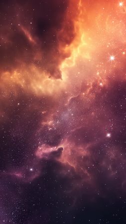 Simple space backgrounds wallpaper, orange, nebula, background for mobile wallpaper (vertical)