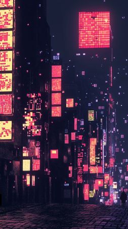 japan wallpaper, neon, city, background for mobile wallpaper (vertical)