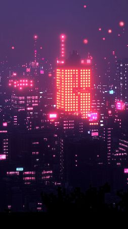 japan wallpaper, neon, urban, background for mobile wallpaper (vertical)