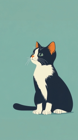 kitten wallpaper, minimalist, solid color background, background for mobile wallpaper (vertical)