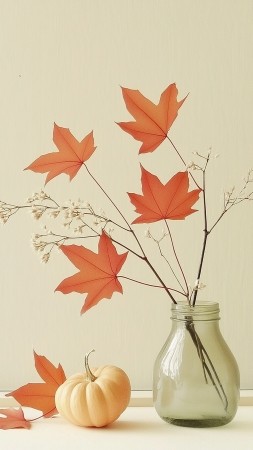 fall wallpaper, calm, orange, background for mobile wallpaper (vertical)