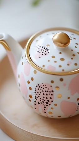 teapot wallpaper, serene art, decorative, background for mobile wallpaper (vertical)