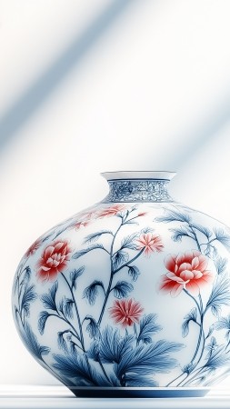 porcelain wallpaper, blue willow, traditional design, background for mobile wallpaper (vertical)