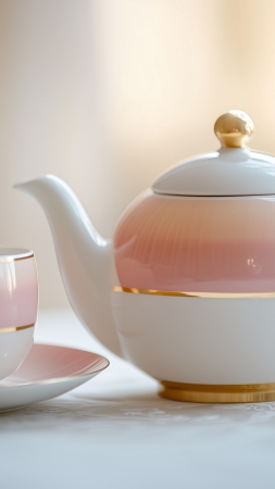 teapot wallpaper, serene art, artistic craftsmanship, background for mobile wallpaper (vertical)