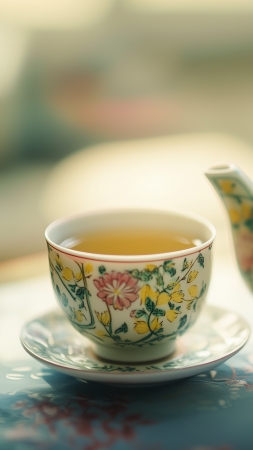 teapot wallpaper, serene, tranquil, background for mobile wallpaper (vertical)