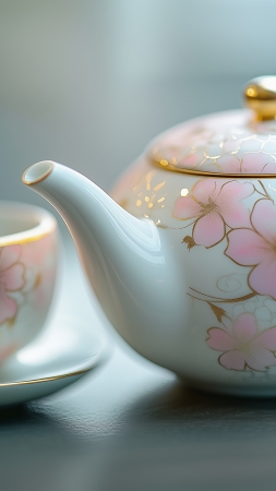 teapot wallpaper, serene art, antique, background for mobile wallpaper (vertical)