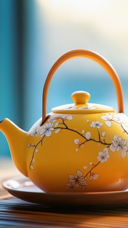 teapot wallpaper, serene, classic, background for mobile wallpaper (vertical)