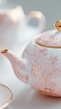 teapot wallpaper, serene, elegant, background for mobile wallpaper (vertical)