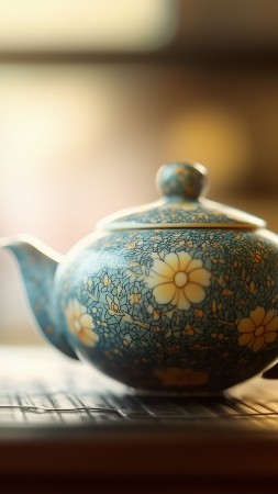 teapot wallpaper, serene art, tranquil, background for mobile wallpaper (vertical)