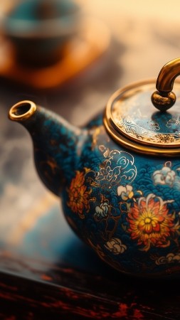 teapot wallpaper, serene, classic, background for mobile wallpaper (vertical)