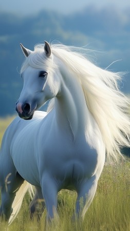 white horse wallpaper, equestrian, nature, background for mobile wallpaper (vertical)