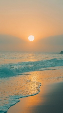 4k beach wallpaper, tranquil waves, serene coastline, background for mobile wallpaper (vertical)