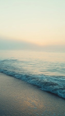 4k beach wallpaper, tranquil waves, gentle surf, background for mobile wallpaper (vertical)