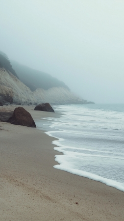 4k beach wallpaper, tranquil waves, peaceful coastline, background for mobile wallpaper (vertical)