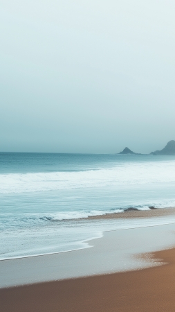 beach wallpaper, tranquil waves, gentle surf, background for mobile wallpaper (vertical)