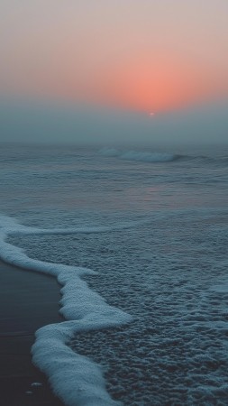 beach wallpaper, tranquil waves, seaside escape, background for mobile wallpaper (vertical)