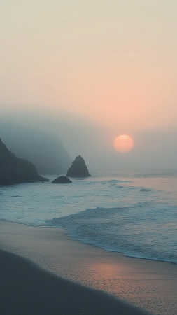 beach wallpaper, tranquil waves, gentle surf, background for mobile wallpaper (vertical)