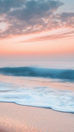 beach wallpaper, calm waves, ocean breeze, background for mobile wallpaper (vertical)