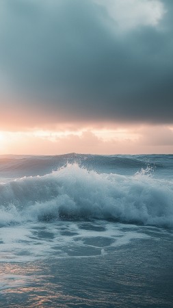 ocean wallpaper, tempest, dawn, background for mobile wallpaper (vertical)