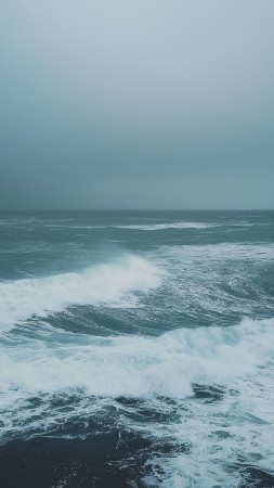 ocean wallpaper, clouds, stormy skies, background for mobile wallpaper (vertical)
