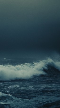 ocean wallpaper, turbulent waves, crashing surf, background for mobile wallpaper (vertical)