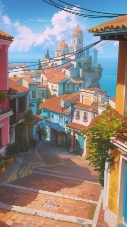 coastal wallpaper, seaside, peaceful, background for mobile wallpaper (vertical)