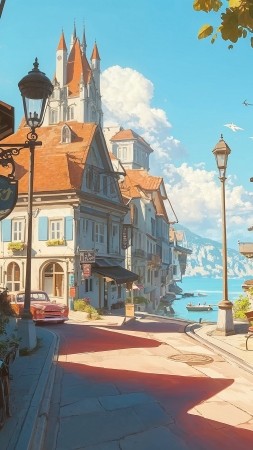 coastal wallpaper, seaside, calming, background for mobile wallpaper (vertical)