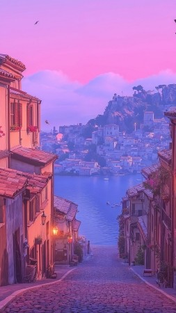 coastal wallpaper, seaside, calm, background for mobile wallpaper (vertical)