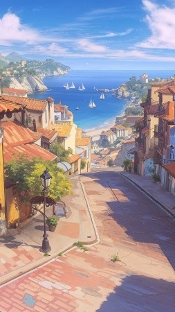 coastal wallpaper, seaside, calming, background for mobile wallpaper (vertical)