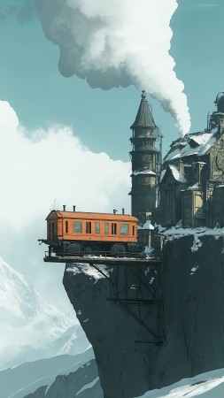 steampunk wallpaper, engine, railway, background for mobile wallpaper (vertical)