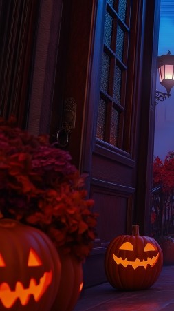 Halloween wallpaper, trick or treat, festive decorations, background for mobile wallpaper (vertical)