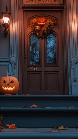 Halloween wallpaper, trick or treat, eerie decorations, background for mobile wallpaper (vertical)