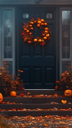 Halloween wallpaper, trick or treat, autumn festivities, background for mobile wallpaper (vertical)
