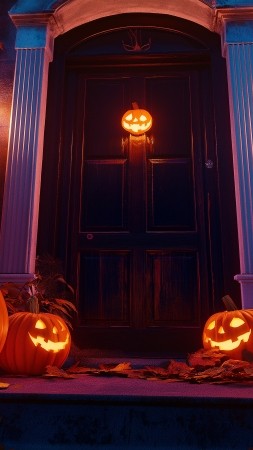 Halloween wallpaper, trick or treat, autumn festivities, background for mobile wallpaper (vertical)