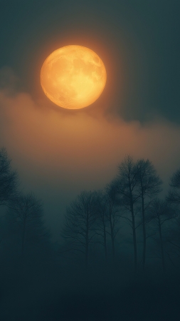 Halloween night wallpaper, full moon, dark clouds, background for mobile wallpaper (vertical)