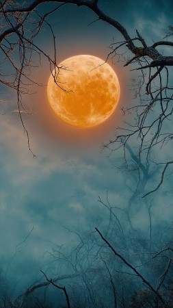 Halloween night wallpaper, ghostly, spooky atmosphere, background for mobile wallpaper (vertical)