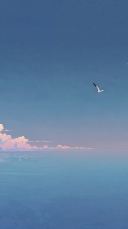 anime sky wallpaper, pastel blue, soft hues, background for mobile wallpaper (vertical)