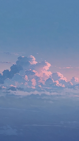 anime sky wallpaper, pastel blue, dreamy sky, background for mobile wallpaper (vertical)