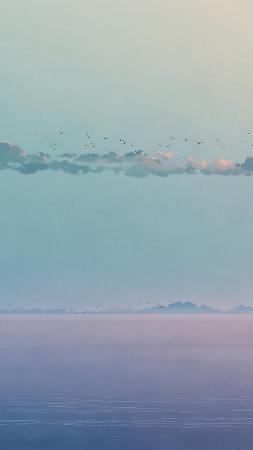 anime sky wallpaper, pastel blue, soft hues, background for mobile wallpaper (vertical)