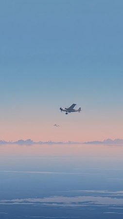 propeller plane wallpaper, inspiring flight, whimsical journey, background for mobile wallpaper (vertical)