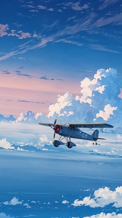 propeller plane wallpaper, inspiring, adventurous, background for mobile wallpaper (vertical)